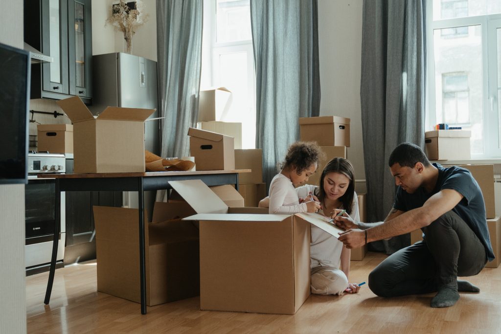 family preparing for move